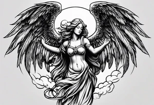 Sexy angel rising in the sky tattoo idea