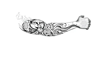 Tribal Sicilian sleeve with patterns
And symbols with a Leo tattoo idea