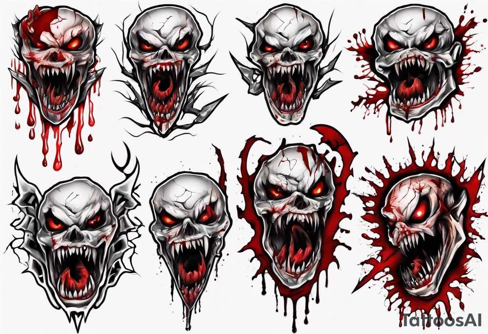 Sharp teeth
Biting blade
Horror
Blood
Cracked tattoo idea