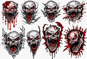 Sharp teeth
Biting blade
Horror
Blood
Cracked tattoo idea