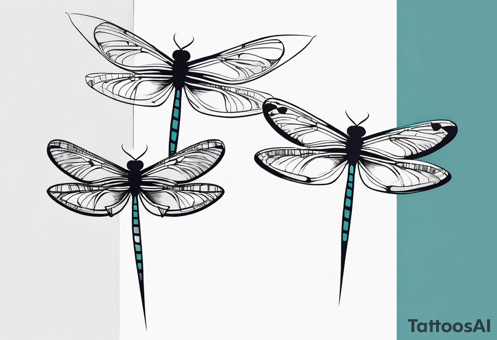 4 dragonflies flying together simple tattoo idea