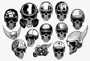 Skull with motorcycle helmet tattoo idea