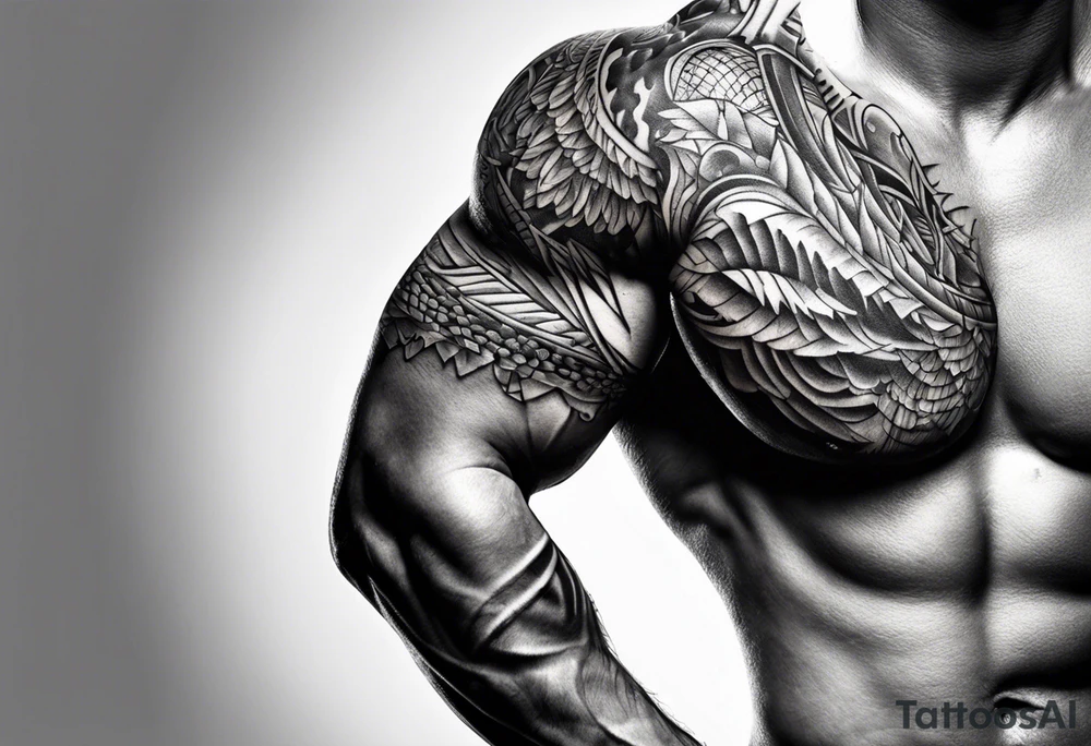 Bowling on bicep showing torn muscles tattoo idea
