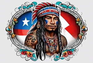 Taino with the Puerto Rico, U.S. Virgin Islands, and Trinidad flags. tattoo idea