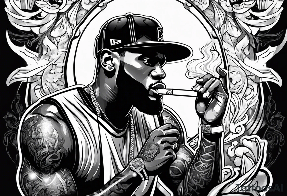 lebron james smoking cigarette tattoo idea