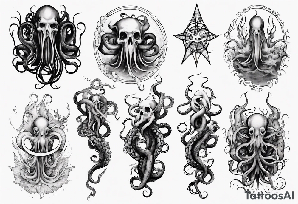 lovecraft mythe long tattoo 
with lot of tentacle for forearm and hand
crazy tattoo idea