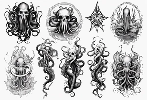 lovecraft mythe long tattoo 
with lot of tentacle for forearm and hand
crazy tattoo idea