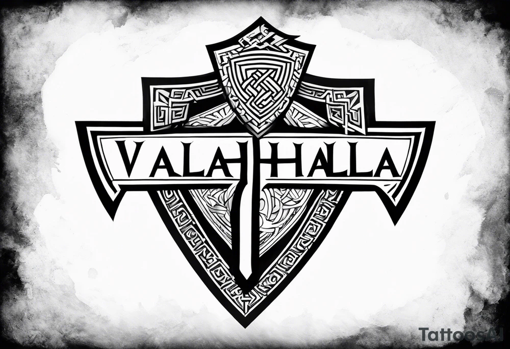 Valhalla shield valknut sword tattoo idea