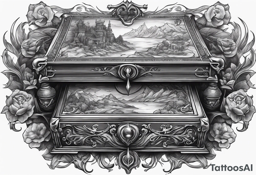God vs evil playing chests game on table tattoo idea