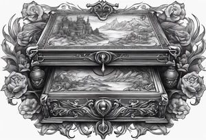 God vs evil playing chests game on table tattoo idea