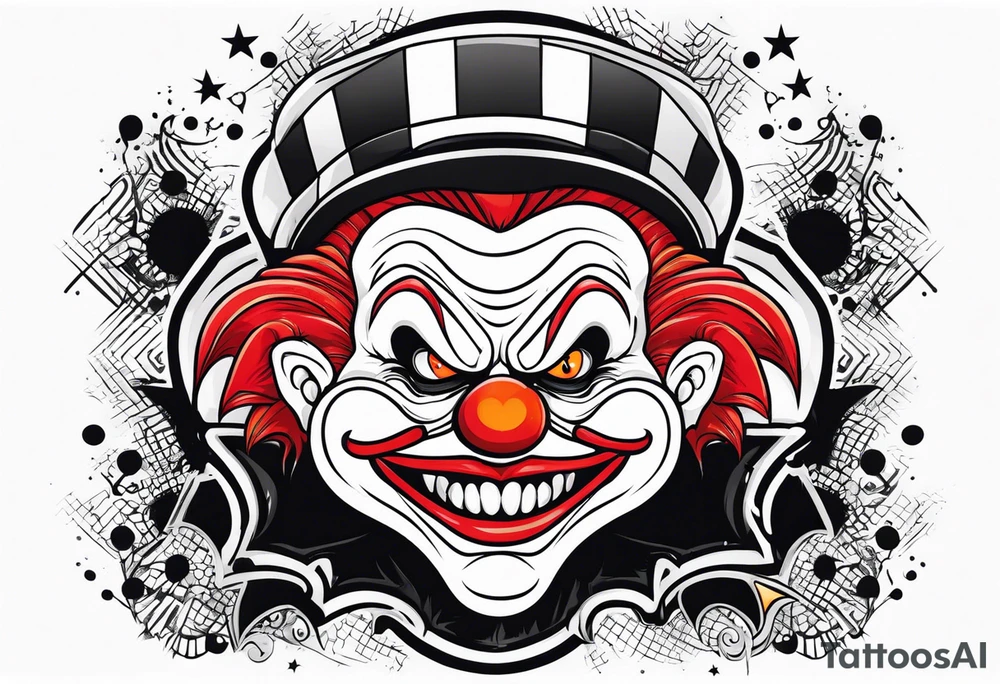 Evil clown gangster tattoo idea