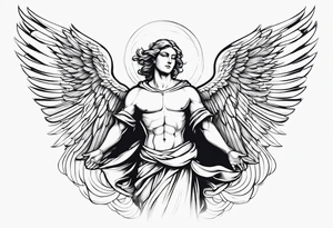 guardian angel with light backround for men tattoo idea