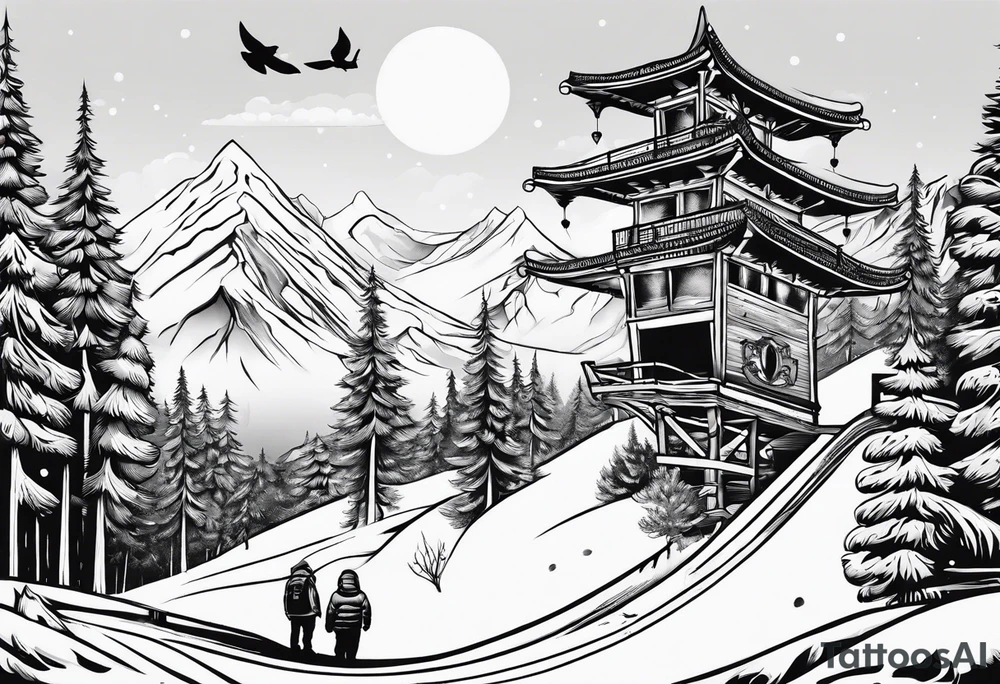 Un snowboard sur un park tattoo idea