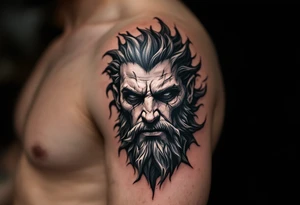 Hades stone portrait Greek mythology tattoo idea