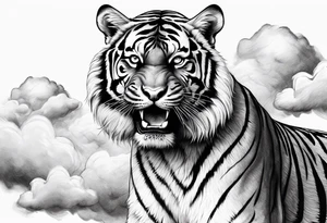 tiger in clouds tattoo idea