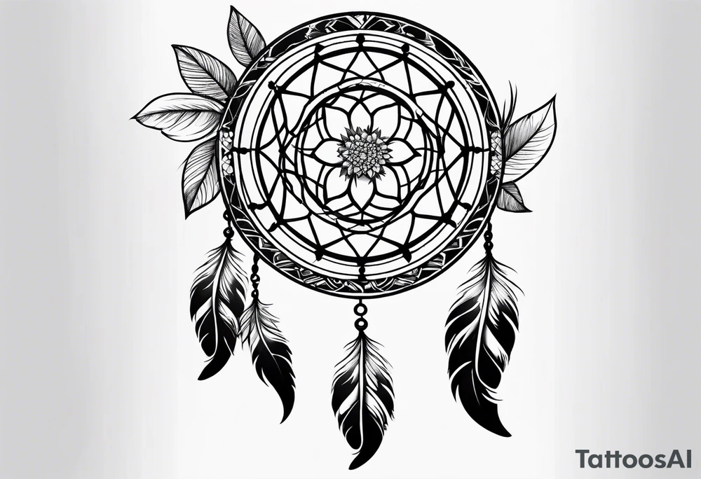 floral dreamcatcher tattoo idea