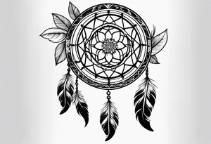 floral dreamcatcher tattoo idea