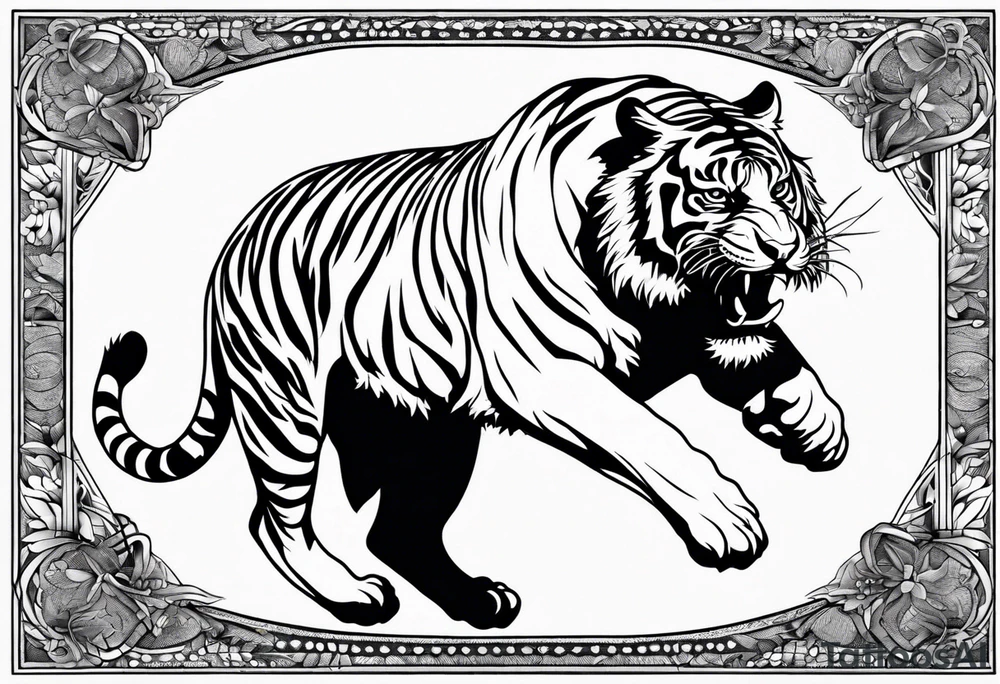 tiger leaping tattoo idea