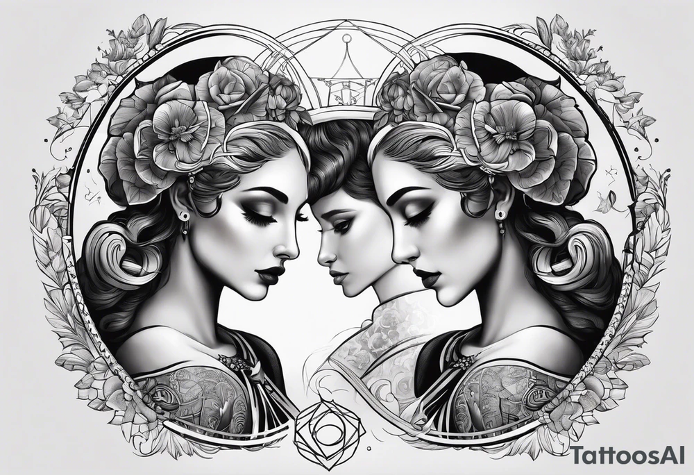 I want an image of Aries man, Cancer woman and Libra that balances these two. tattoo idea