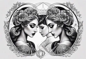 I want an image of Aries man, Cancer woman and Libra that balances these two. tattoo idea