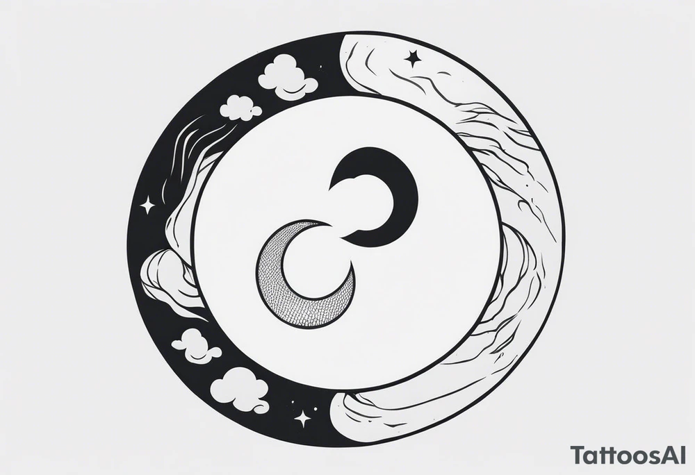 Rock hands sign in Ying yang tattoo idea