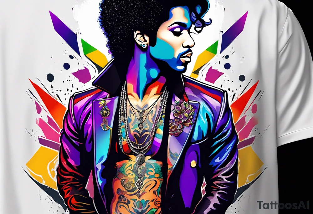 Tattoo honoring the musician Prince that also incorporates Pride colors. tattoo idea