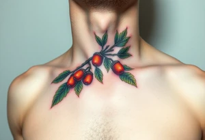 on the chest an oak branch with thick leaves and acorns oak branch with thick leaves and acorns tattoo idea