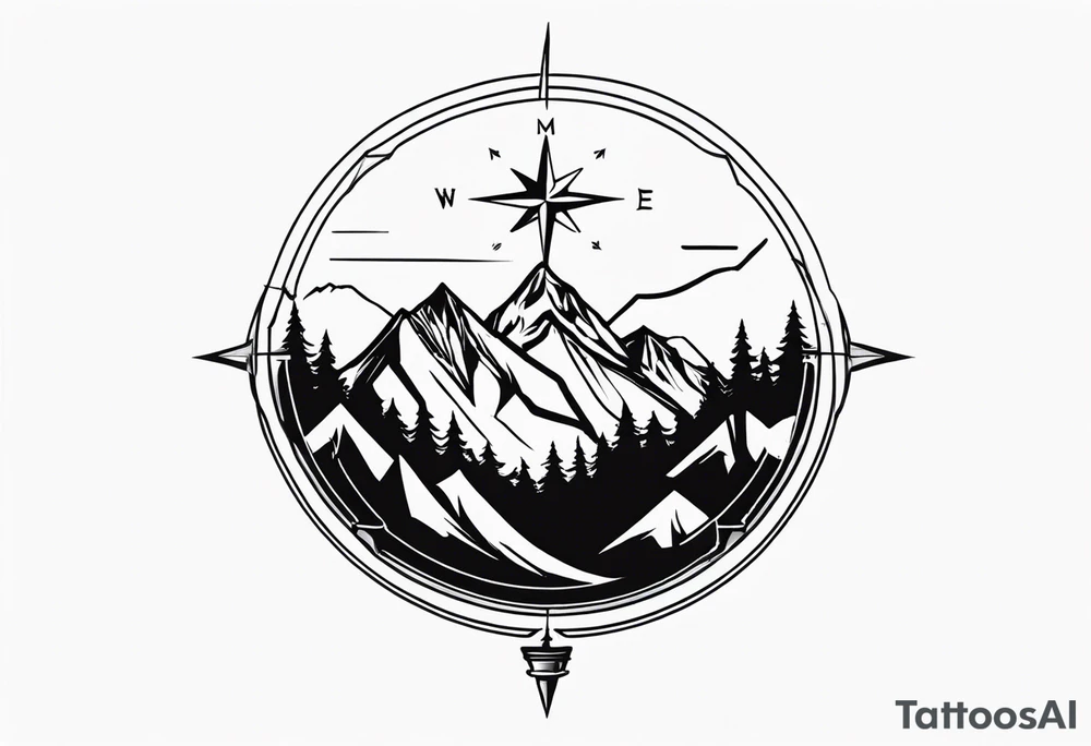 mountain and compass tattoo idea