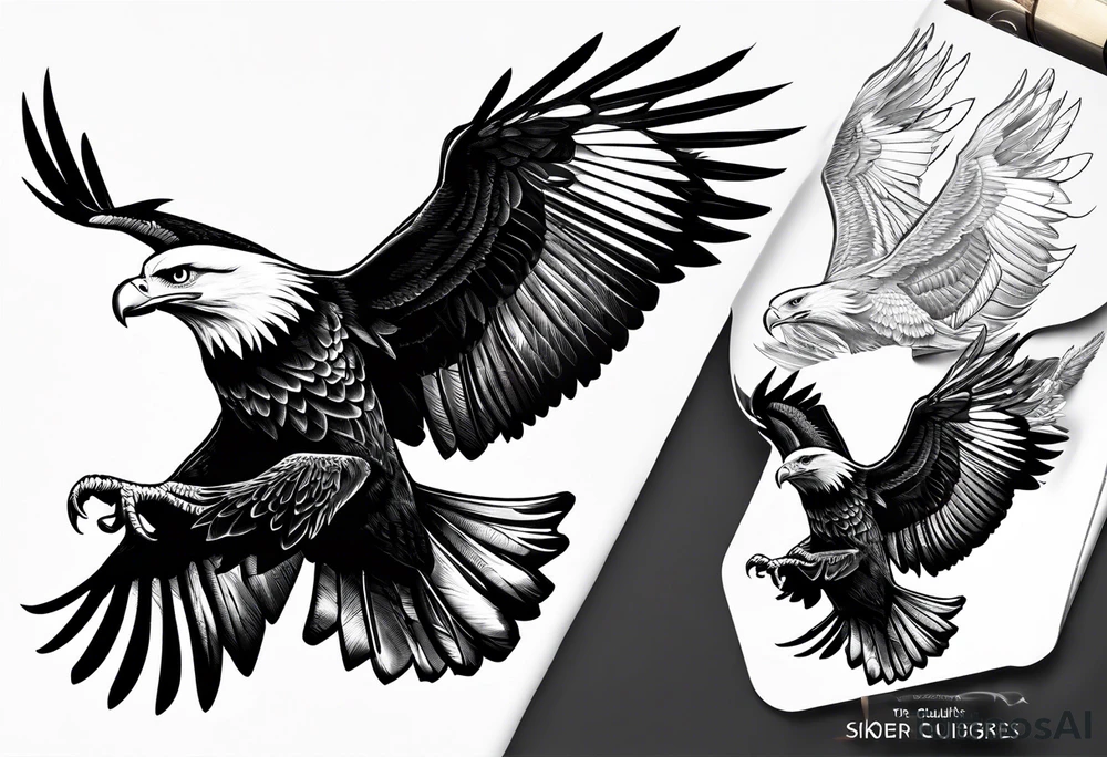 supper eagle flying up tattoo idea