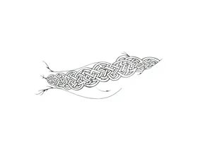 Celtic tribal pattern
and bands black and white shading full sleeve simple tattoo idea