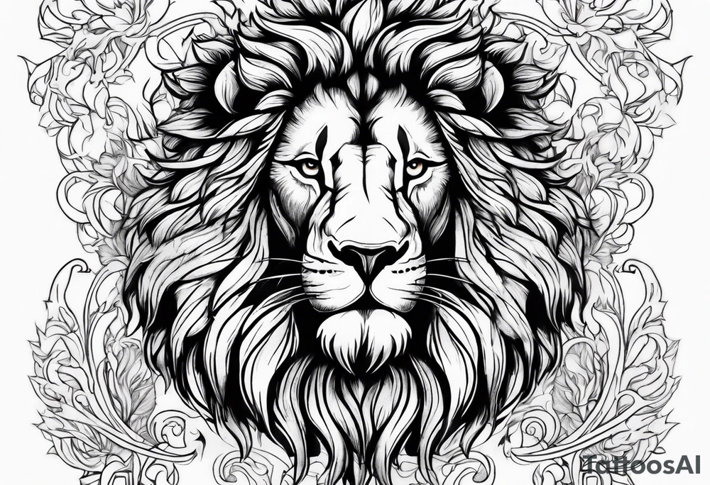 A lion surrounded by flames tattoo idea