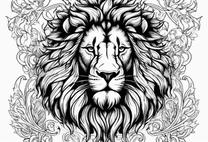 A lion surrounded by flames tattoo idea