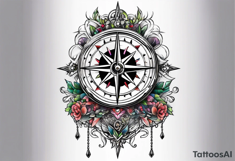 Compass on chain tattoo idea