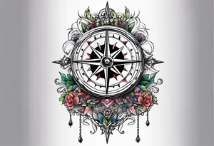 Compass on chain tattoo idea