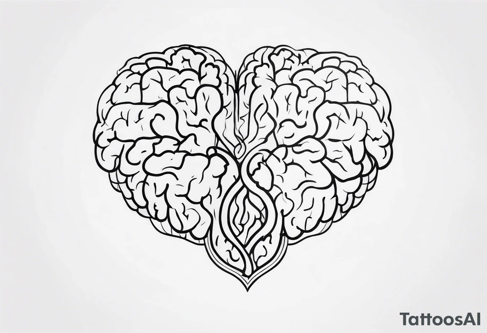 Picture of a heart and brain to represent oneself tattoo idea