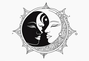 sun and moon in love tattoo idea