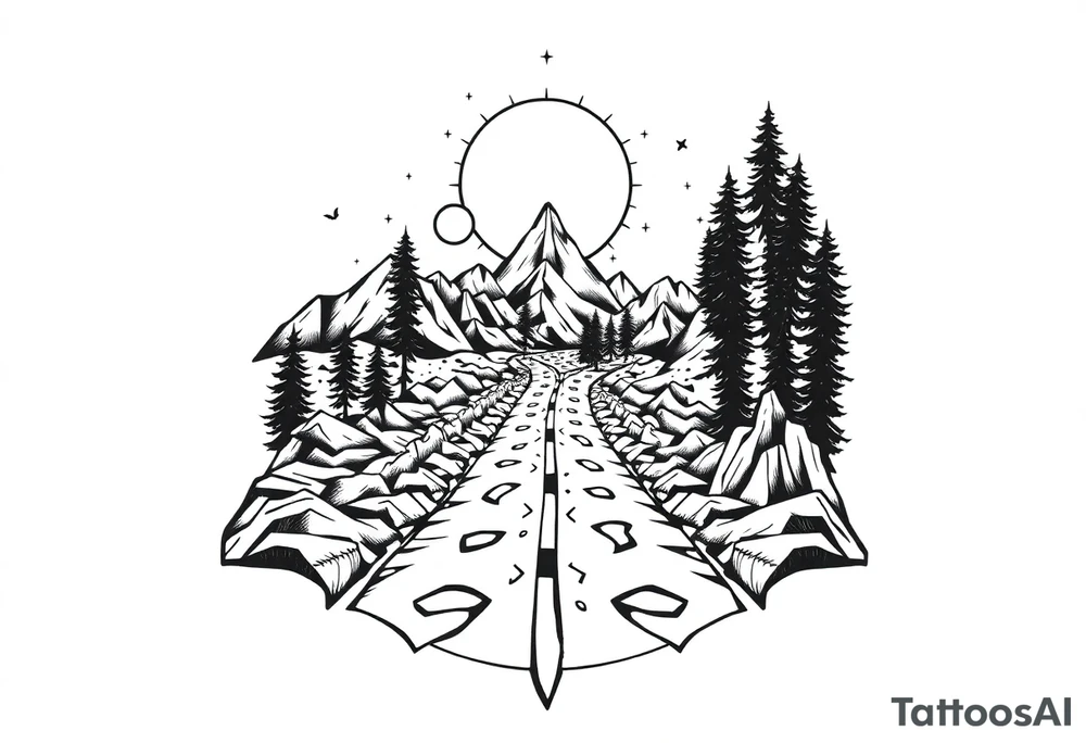 Different roads in life meet in the same place but should be very psychedelic and trippy tattoo idea