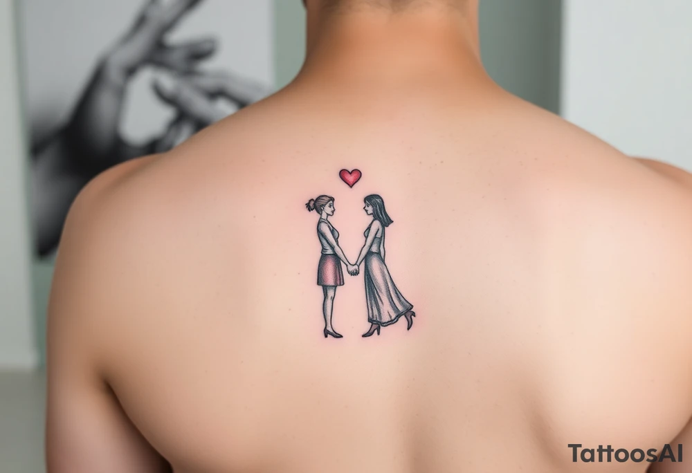 Two people in love holding each other tattoo idea