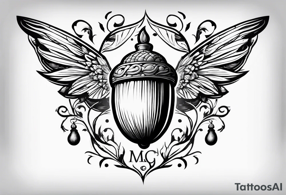 Flying acorn tattoo idea