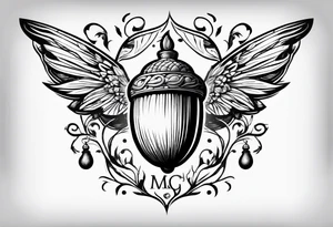 Flying acorn tattoo idea