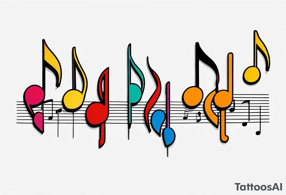 Music notes where the notes are attached to dancing heads tattoo idea Music notes where the notes are attached to dancing heads tattoo idea