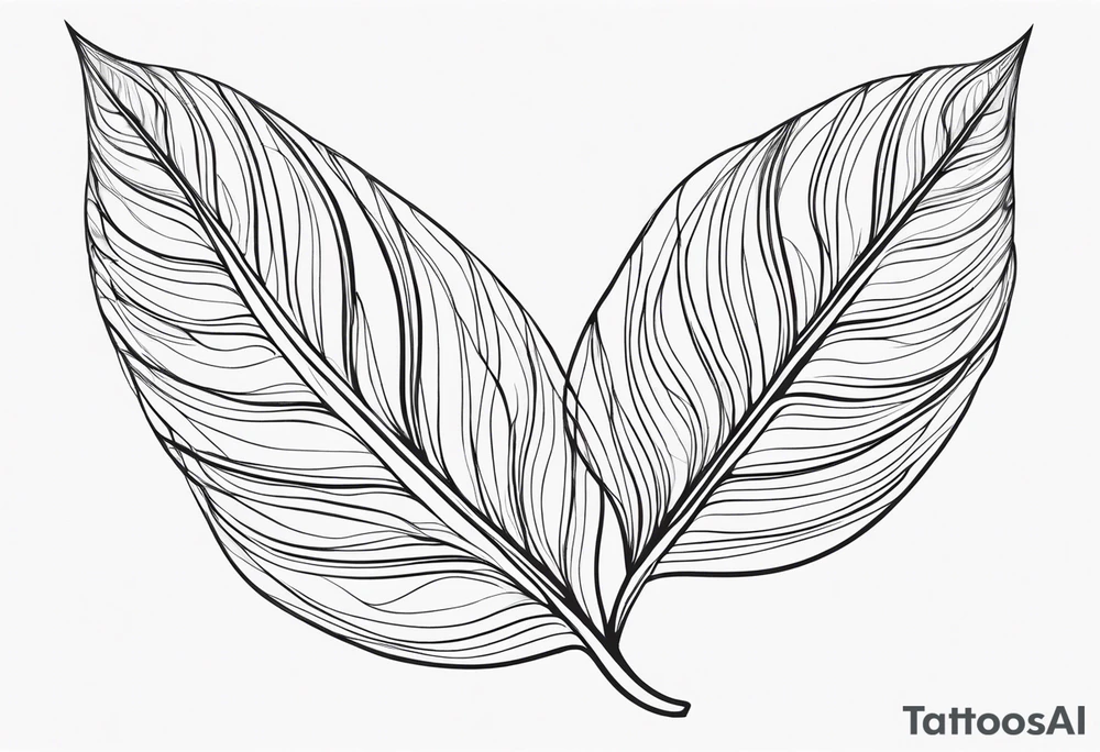 Create a delicate tattoo with beautiful flowing and delicate leaves in fineline minimalistic style tattoo idea