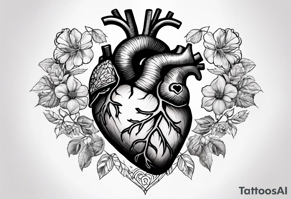 an actual human heart tattoo idea
