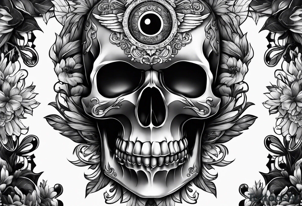 eye with skull tattoo idea