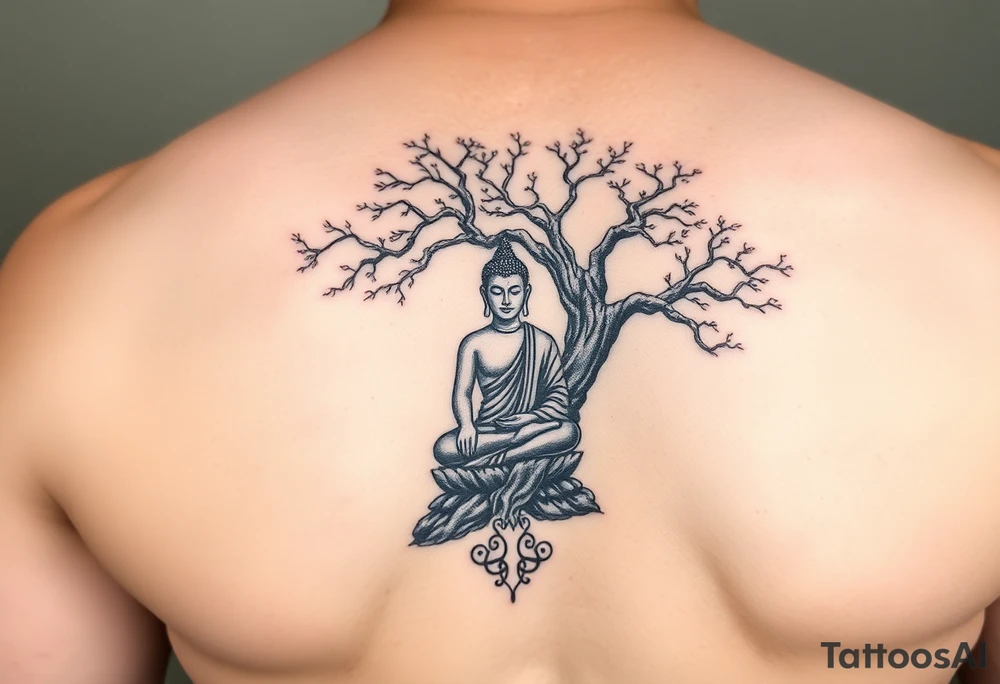buddha under bodhi tree tattoo idea