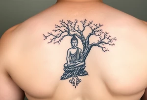 buddha under bodhi tree tattoo idea