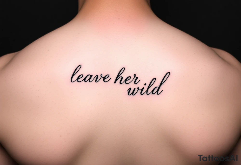 small fine line script tattoo of words "leave her wild" tattoo idea