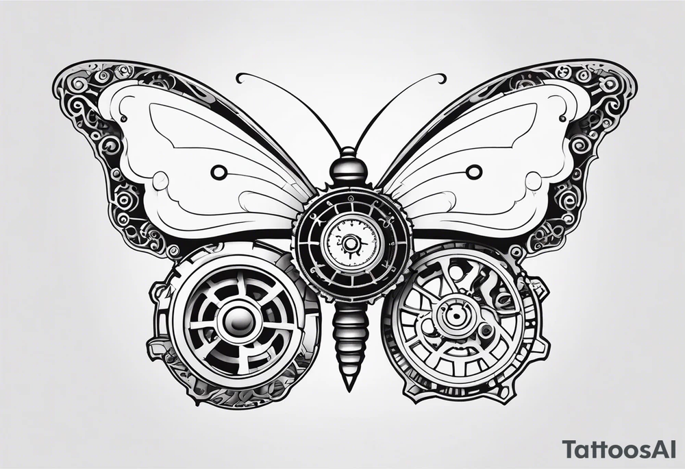 Steampunk-inspired butterfly with gears tattoo idea