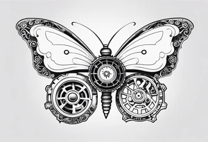 Steampunk-inspired butterfly with gears tattoo idea