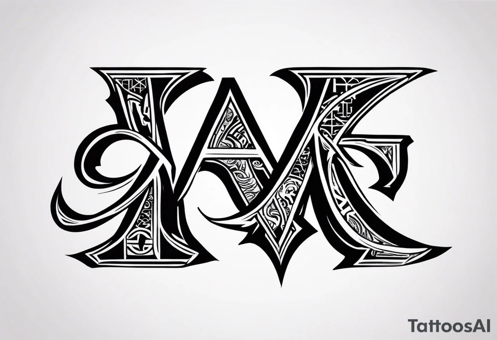 the letters A R in the middle of a ninja headband tattoo idea